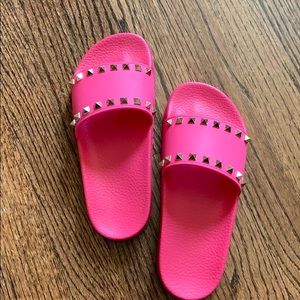 Valentino Pink Rockstud Slides